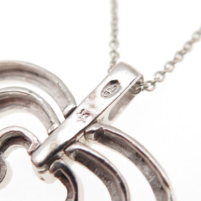 925 Sterling Silver Round-Cut C Z Triple Heart Cable Chain Necklace 18"