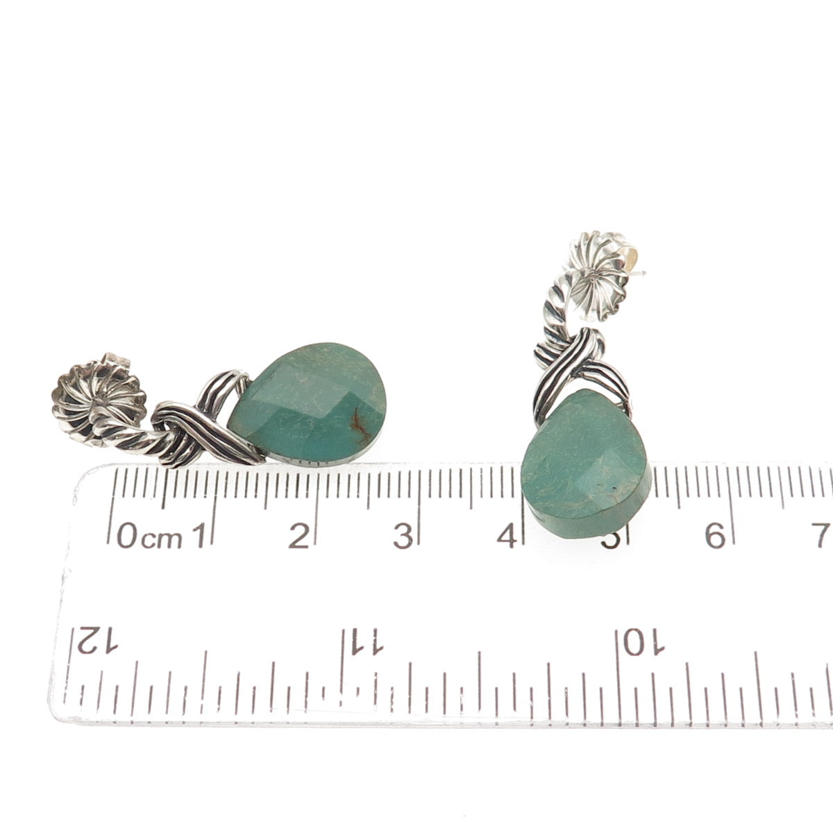 Carolyn Pollack Sterling Silver Vintage Real Turquoise Infinity Dangle Earrings