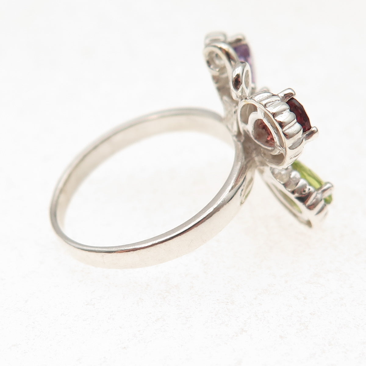 Coleman Co. 925 Sterling Silver Vintage Real Multi-Gem Butterfly Ring Size 6