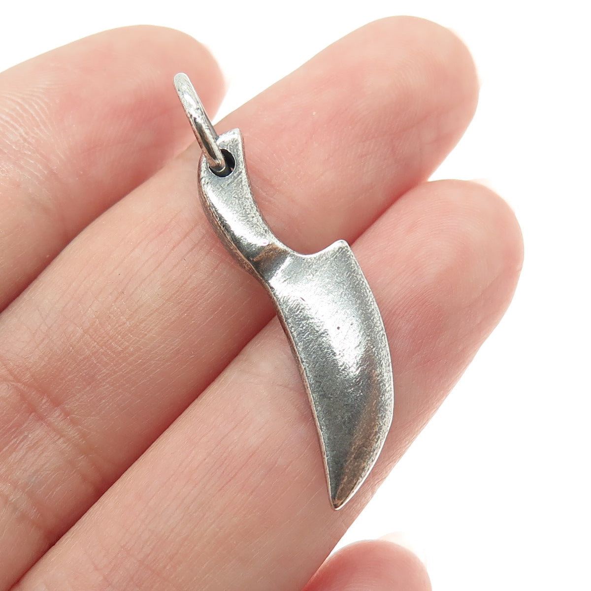 925 Sterling Silver Vintage Kitchen Knife Oxidized Charm Pendant