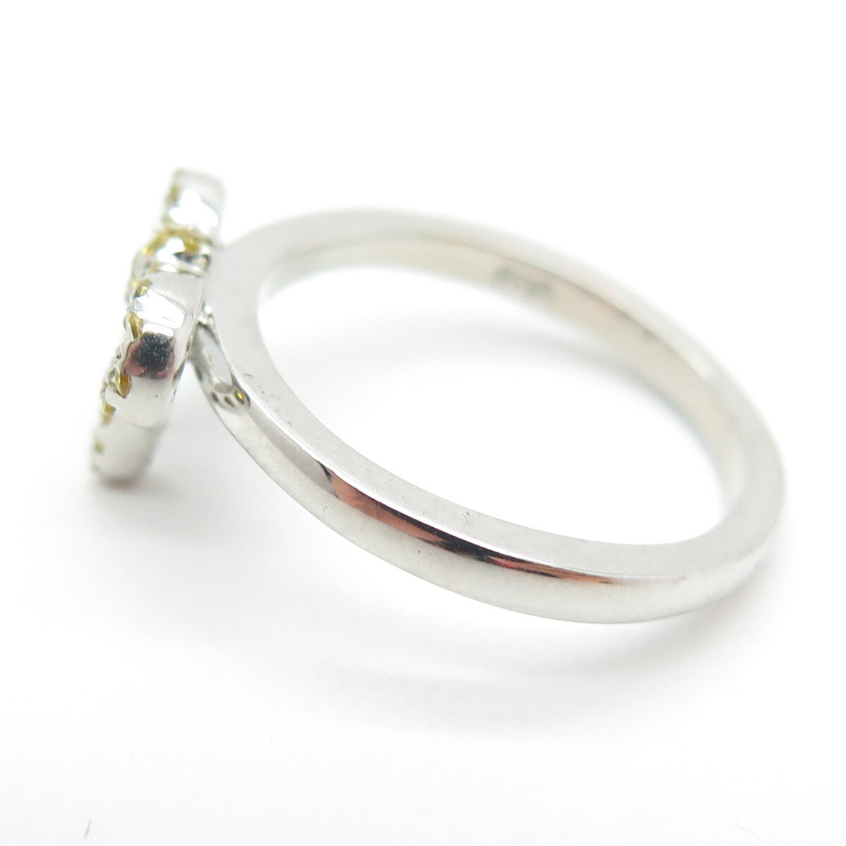 925 Sterling Silver Lemon Round-Cut Shaped C Z Bow Ring Size 5.75