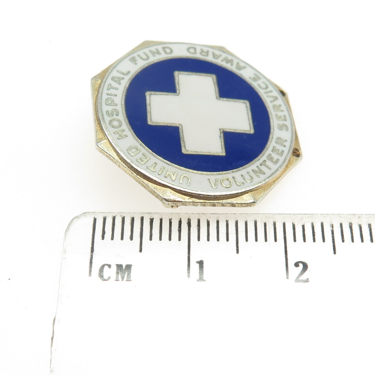 925 Sterling Silver Vintage Enamel United Hospital Fund Volunteer Service Brooch