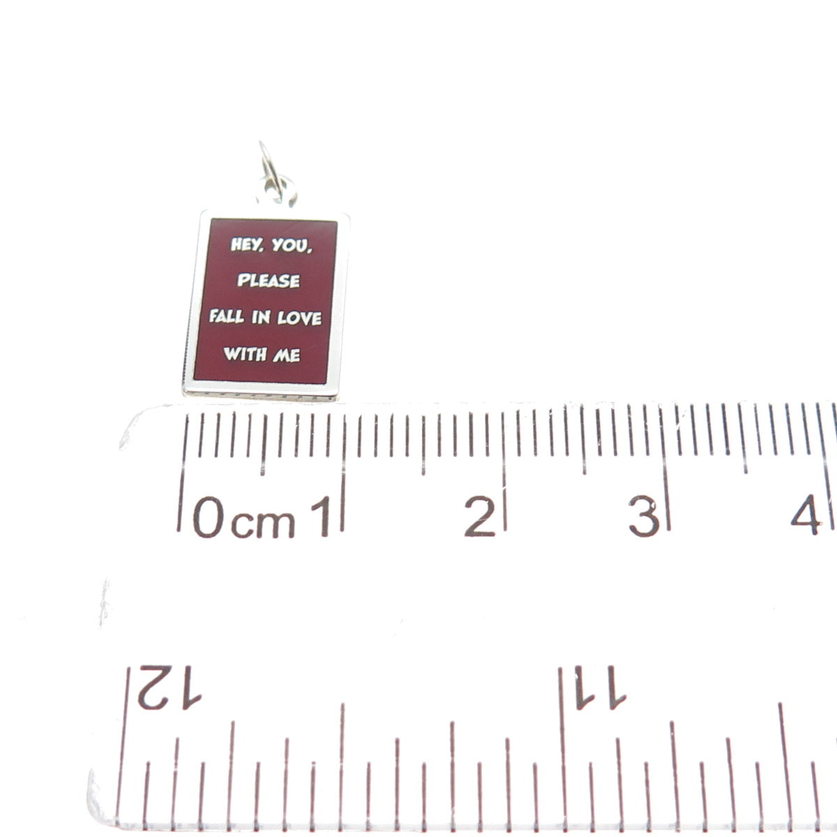 925 Sterling Enamel Hey You Please Fall In Love With Me Minimalist Charm Pendant