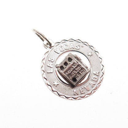 925 Sterling Silver Vintage Las Vegas Nevada Slot Machine Charm Pendant