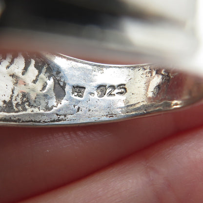 925 Sterling Silver Vintage Modernist Nugget Oxidized Ring Size 10.25