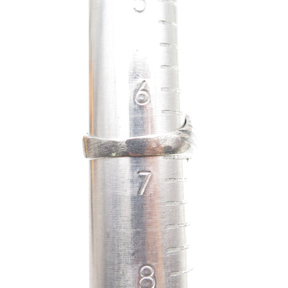 925 Sterling Silver Vintage Modernist Ribbed Dome Oxidized Ring Size 6.75