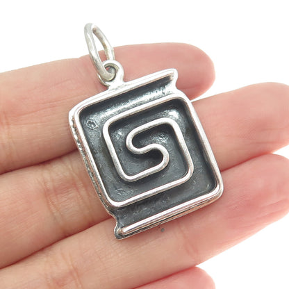 925 Sterling Silver Vintage Maze Modernist Pendant