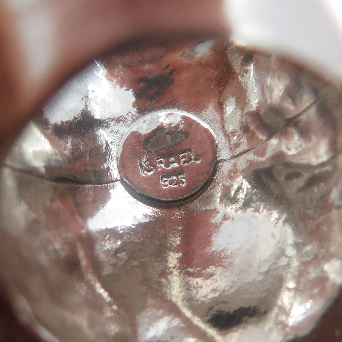 925 Sterling Silver Vintage Israel Modernist Hammered Ring Size 8.25