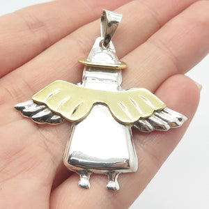 925 Sterling Silver 2-Tone Vintage Mexico Angel Pendant