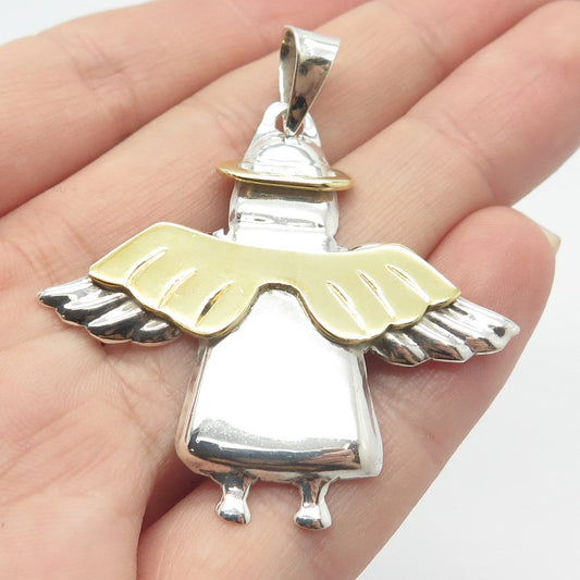 925 Sterling Silver 2-Tone Vintage Mexico Angel Pendant
