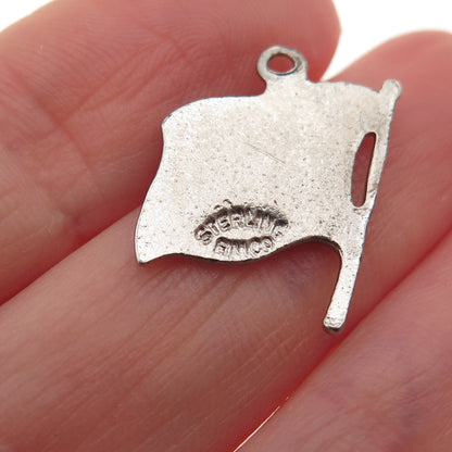 Breadner Co. 925 Sterling Vintage Enamel Canadian Great Flag Debate Mini Pendant