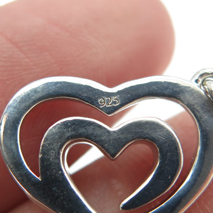 925 Sterling Silver Real Round-Cut Diamond Swirl Heart Pendant