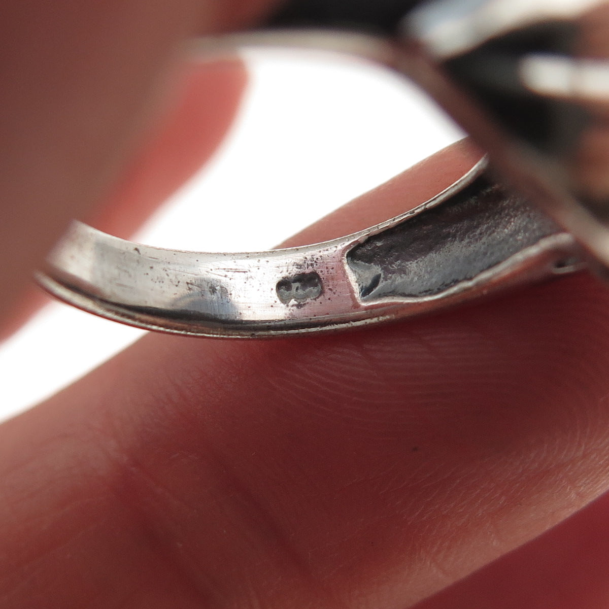 Chapal Zenray 925 Sterling Silver Vintage Modernist Heart Oxidized Ring Size 7