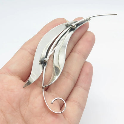 925 Sterling Silver Vintage BEAU Leaf Pin Brooch