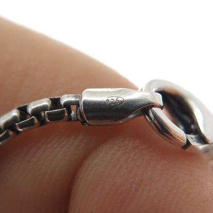 DEGS & SAL 925 Sterling Turquoise Modern Medallion Round Box Chain Necklace 24"