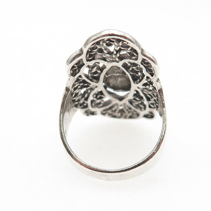 925 Sterling Silver Vintage Egyptian Scarab Oxidized Ring Size 7.5