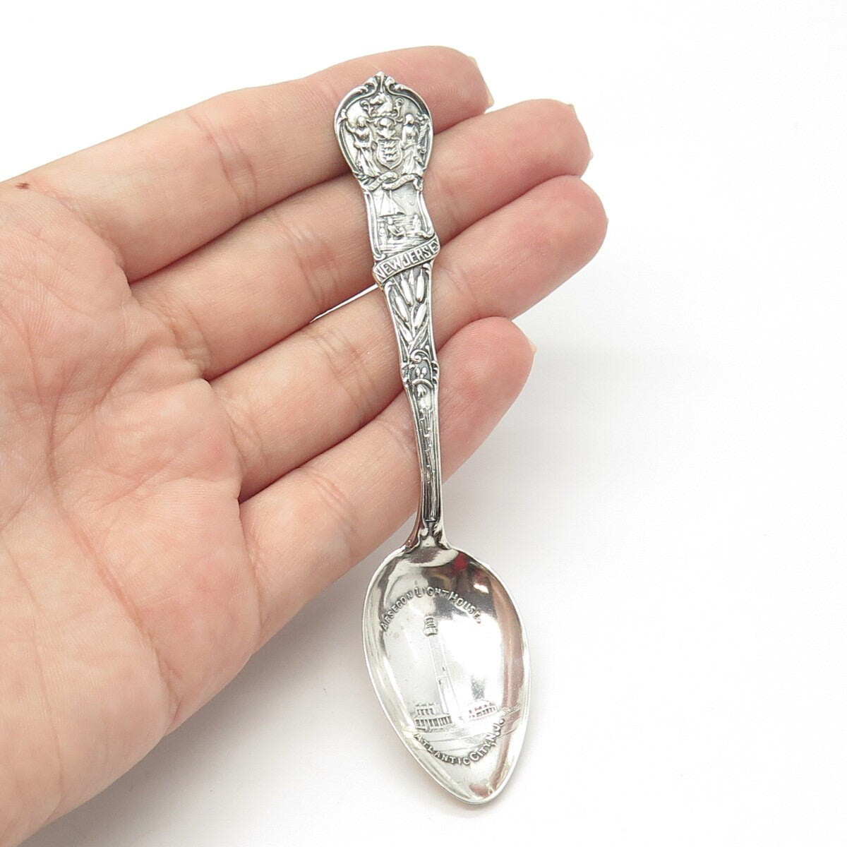 925 Sterling Silver Antique Art Deco Mechanics New Jersey States & Cities Spoon