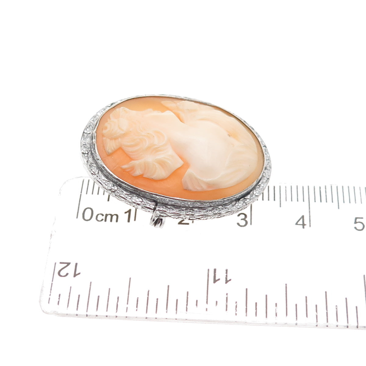 925 Sterling Silver Antique Art Deco Real MOP Carved Lady Cameo Pin Brooch