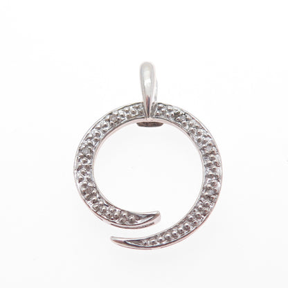 PAGODA PGDA 925 Sterling Silver Real Round-Cut Diamond Spiral Charm Pendant