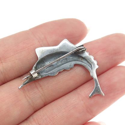 925 Sterling Silver Vintage Mexico Swordfish Pin Brooch
