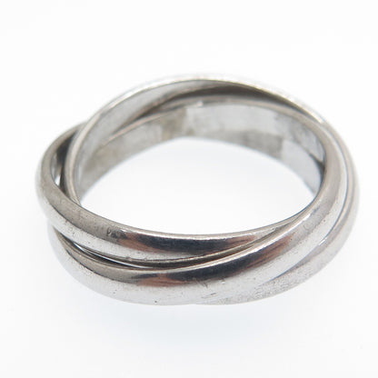 SETA 925 Sterling Silver Vintage Trinity Band Oxidized Ring Size 5.75