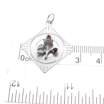 M&M MARK MERCY Sterling Silver Vintage Rhinestone Mother Flower Charm Pendant