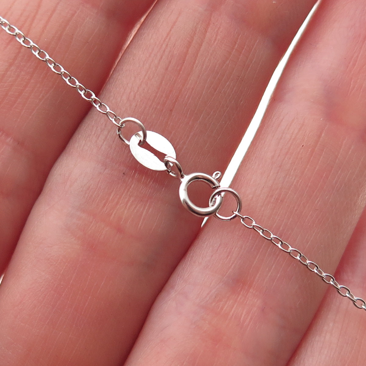 925 Sterling Silver Real Diamond Mom & Child Heart Cable Chain Necklace 18"