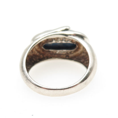 CHATEAU D'ARGENT Sterling Silver Vintage Real Lapis Modernist Ring Size 10.25