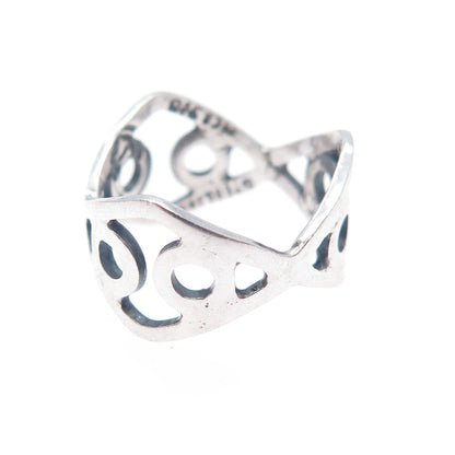 925 Sterling Silver Vintage Modernist Ring Size 5