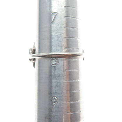 925 Sterling Silver Vintage Marquise-Cut Blue Opal Gemstone Circles Ring Size 8