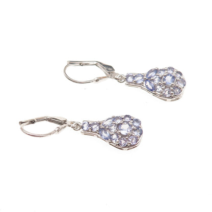 Chuck Clemency 925 Sterling Silver Real Tanzanite Teardrop Dangle Earrings