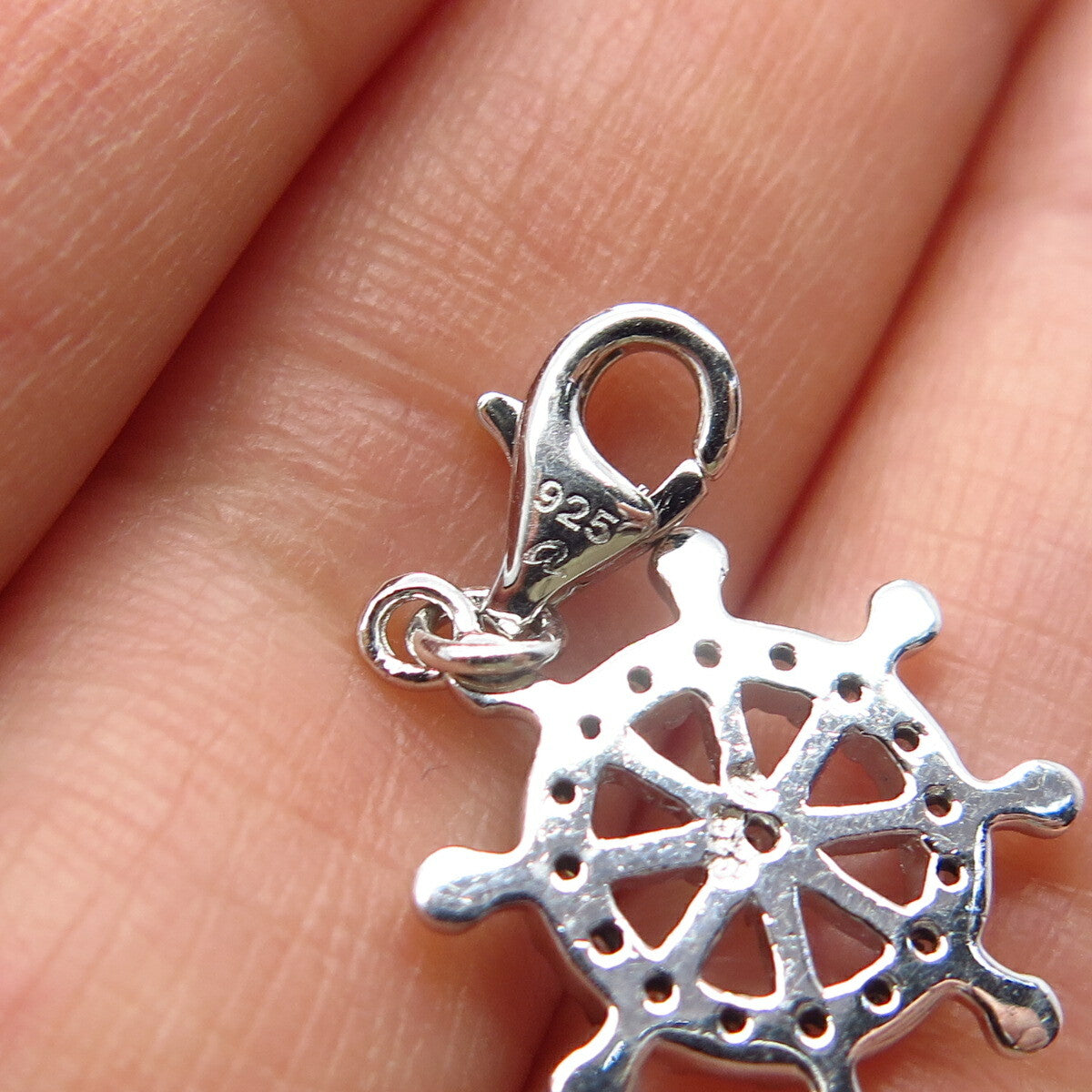 925 Sterling Silver C Z Steering Wheel Charm Pendant
