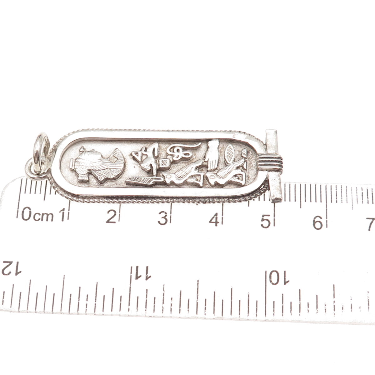 800 Silver Vintage Egyptian Cartouche Oxidized Pendant