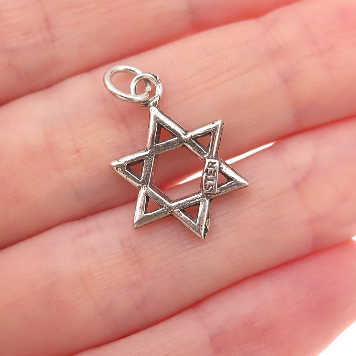 925 Sterling Silver Vintage Star of David Oxidized Charm Pendant