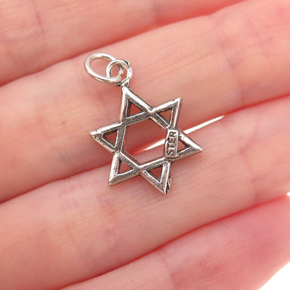 925 Sterling Silver Vintage Star of David Oxidized Charm Pendant
