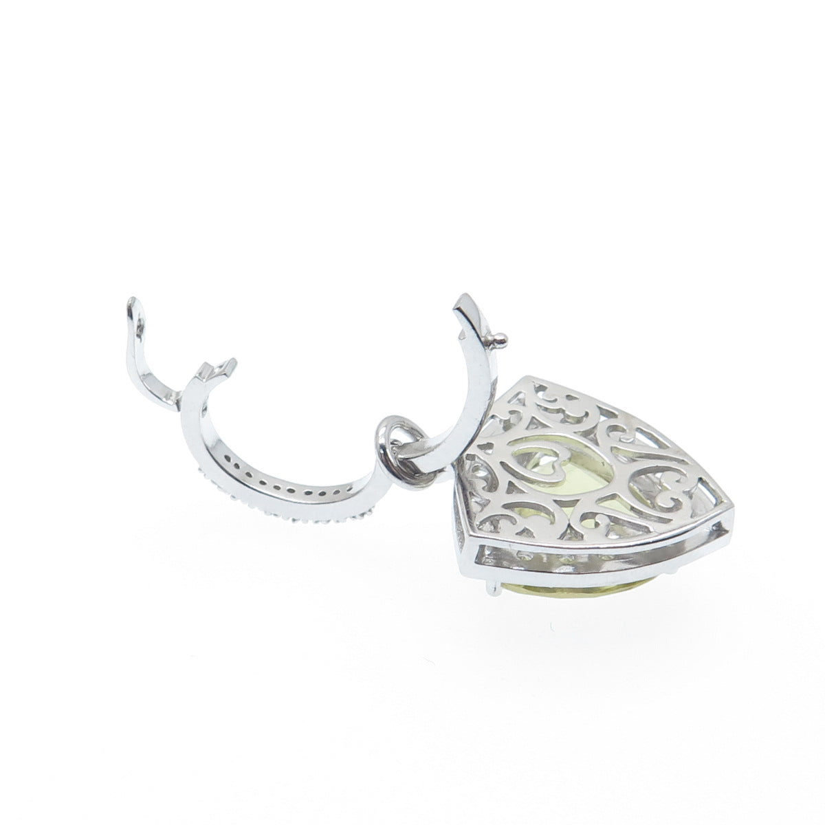 FADI 925 Sterling Silver Real Diamond White Topaz & Citrine Charm Pendant