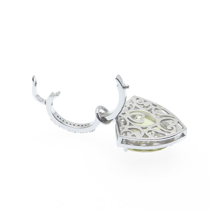 FADI 925 Sterling Silver Real Diamond White Topaz & Citrine Charm Pendant