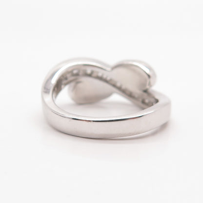 925 Sterling Silver C Z Crossover Ring Size 8