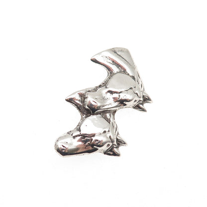 925 Sterling Silver Vintage Horse Couple Oxidized Pin Brooch