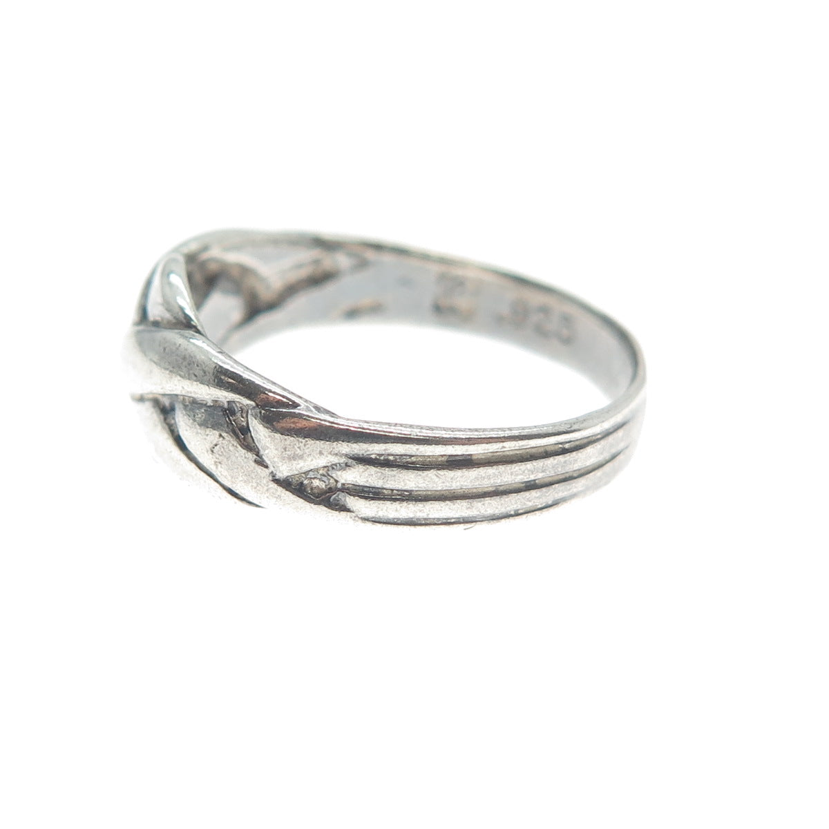 CELLINI 925 Sterling Silver Vintage Crisscross Oxidized Ring Size 6.25