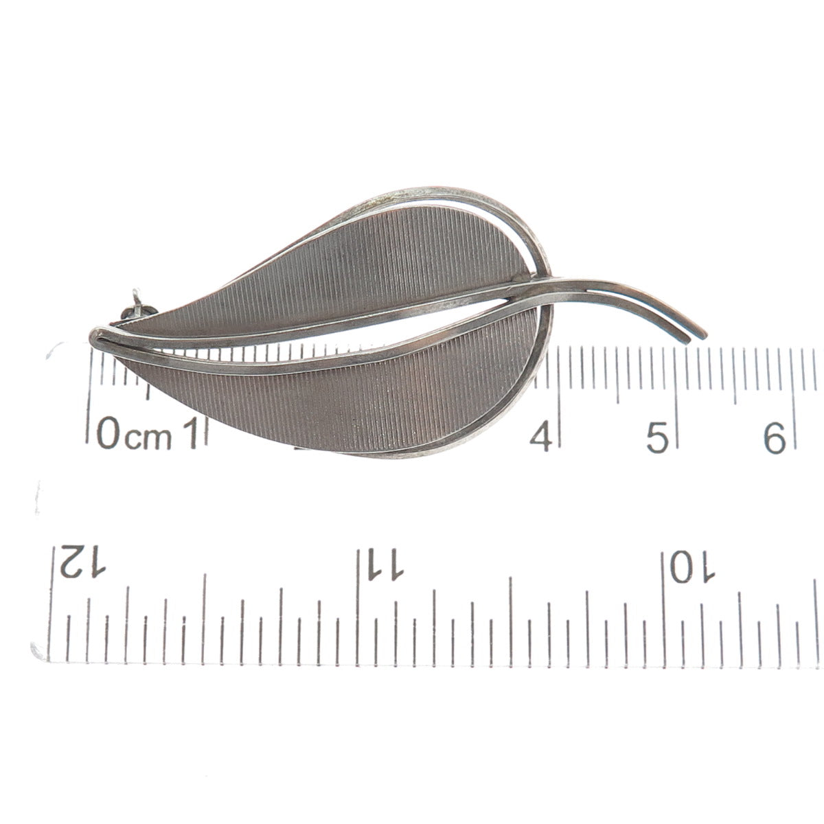 925 Sterling Silver Vintage Germany Modernist Floral Leaf Pin Brooch