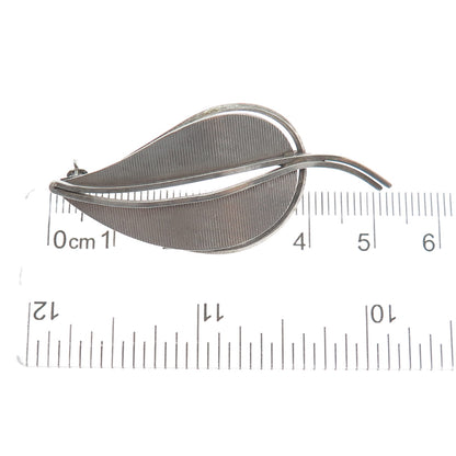 925 Sterling Silver Vintage Germany Modernist Floral Leaf Pin Brooch