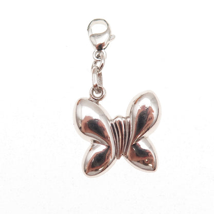 925 Sterling Silver Vintage Butterfly Lobster Lock Charm Pendant