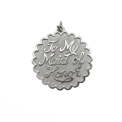 BEAU 925 Sterling Silver Vintage To My Maid of Honor Charm Pendant