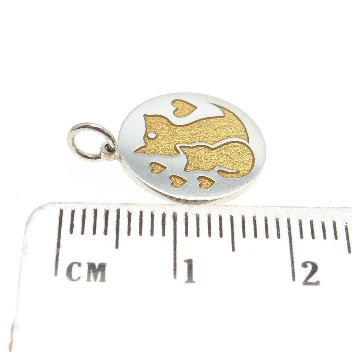 925 Sterling Silver Yellow Enamel Dog & Cat Friendship Minimalist Charm Pendant