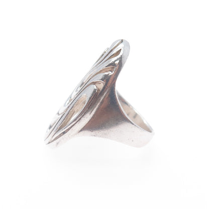 925 Sterling Silver Vintage Modernist Swirl Ring Size 6.25