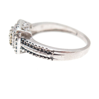 Jane Seymour 925 Sterling Silver Real Blue & White Diamond Ring Size 7.25