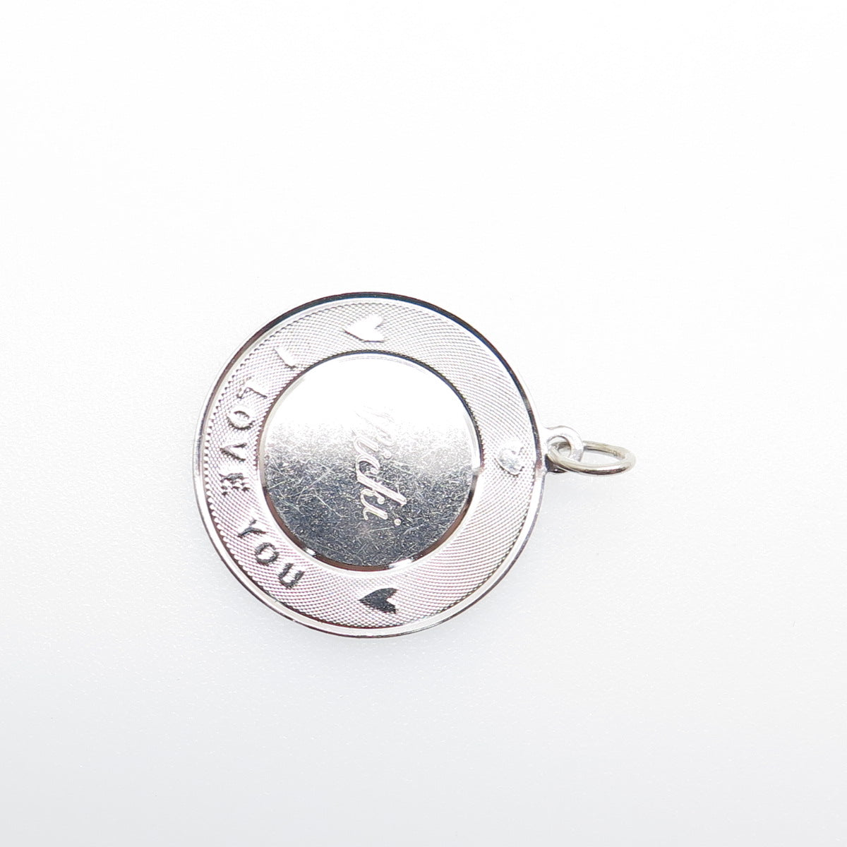 TOWN & COUNTRY Sterling Silver Vintage Engraved I Love You Vicky Charm Pendant
