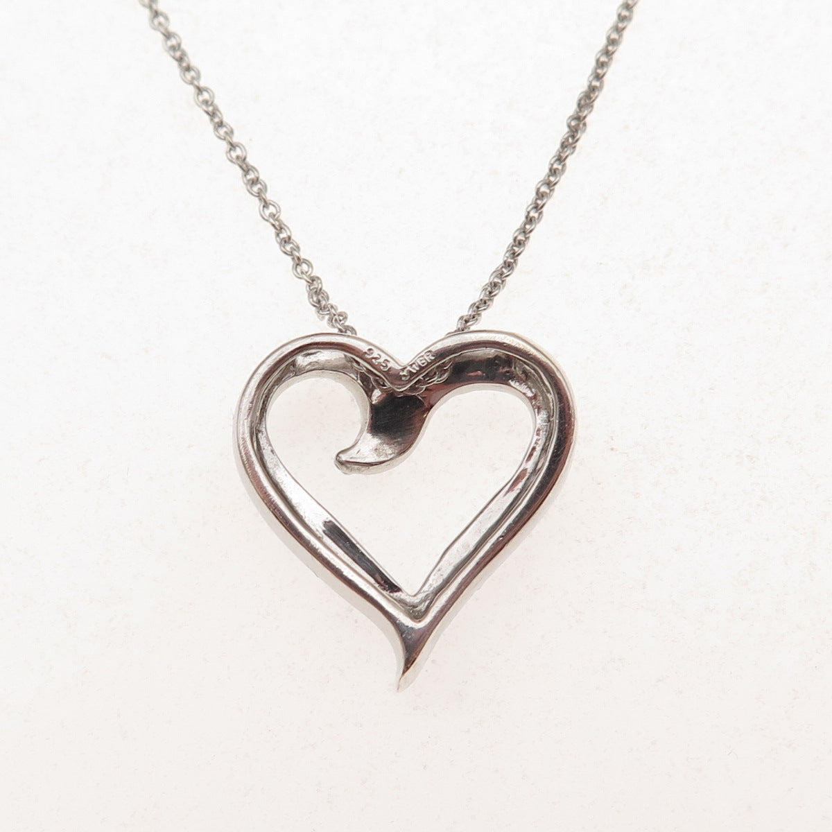 Jane Seymour 925 Sterling Silver Real Diamond Heart Cable Chain Necklace 18"