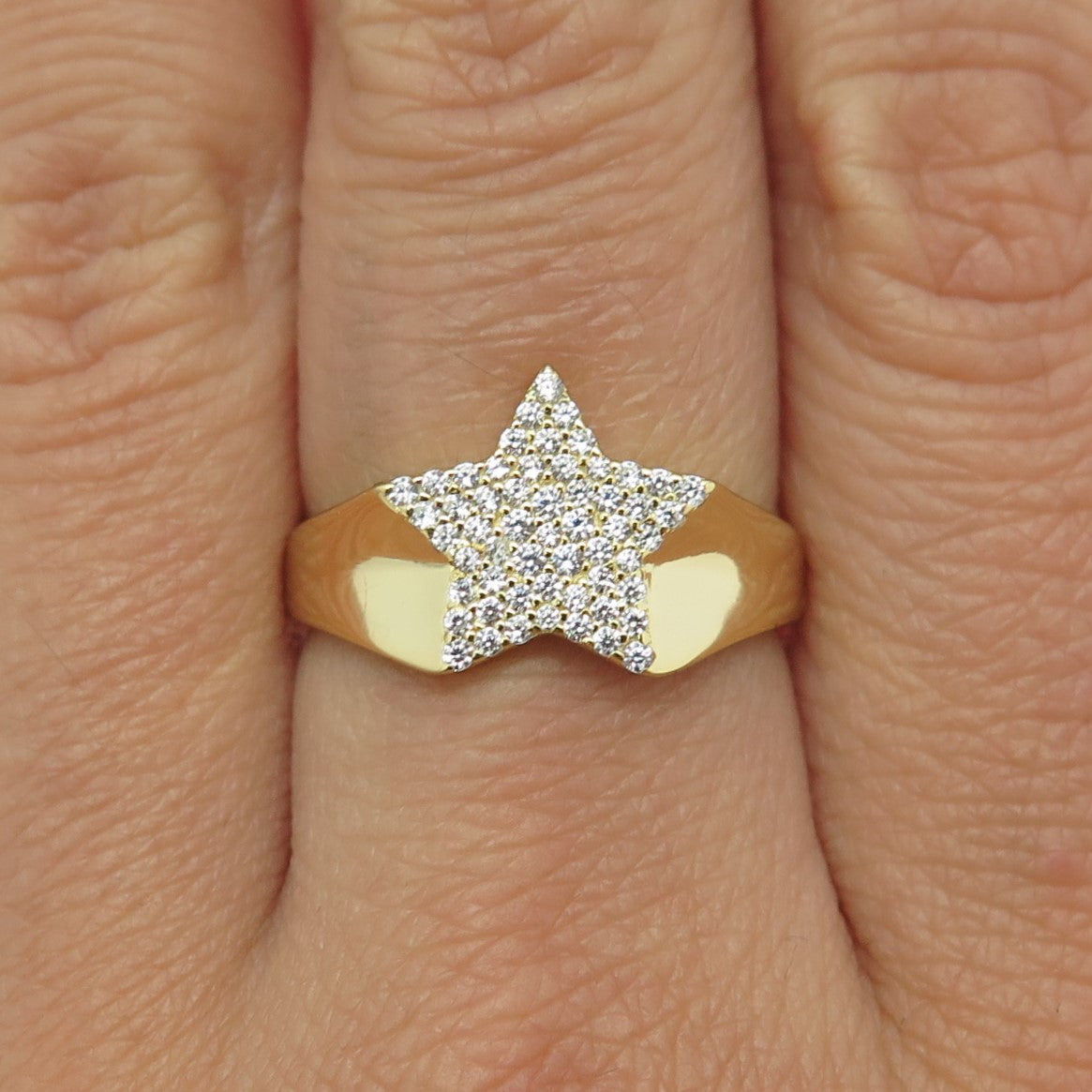 925 Sterling Silver Round-Cut Shaped C Z Star Ring Size 8